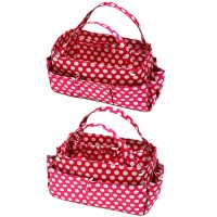 Bag Organizer - 12PCS Polka Dots Print w/ Detachable Handles – Fuchsia – BO-610PO-FU